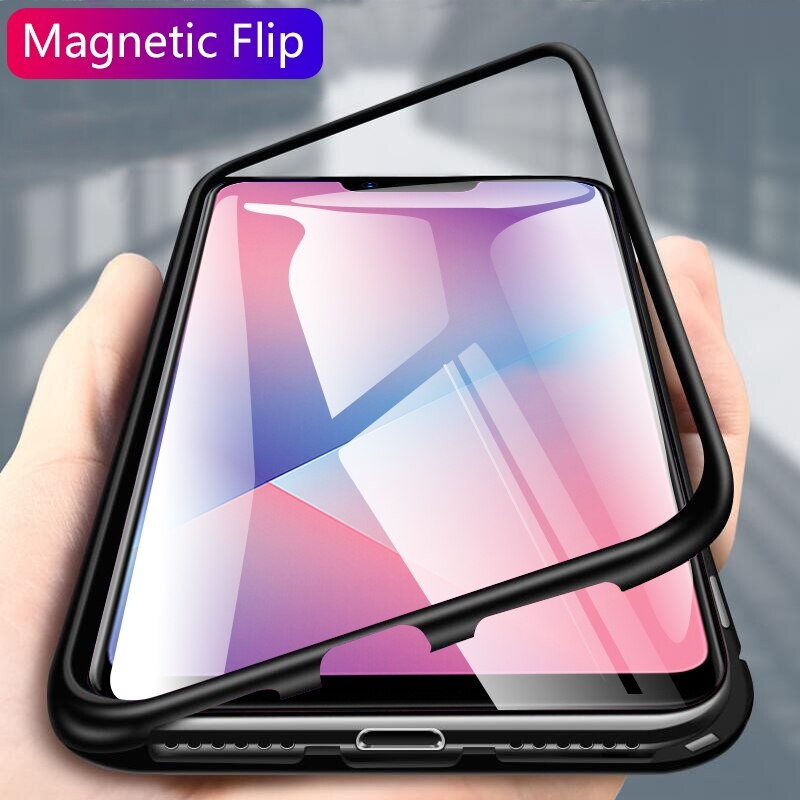Iphone X Magnetic Case With Front And Back Glass Cover
